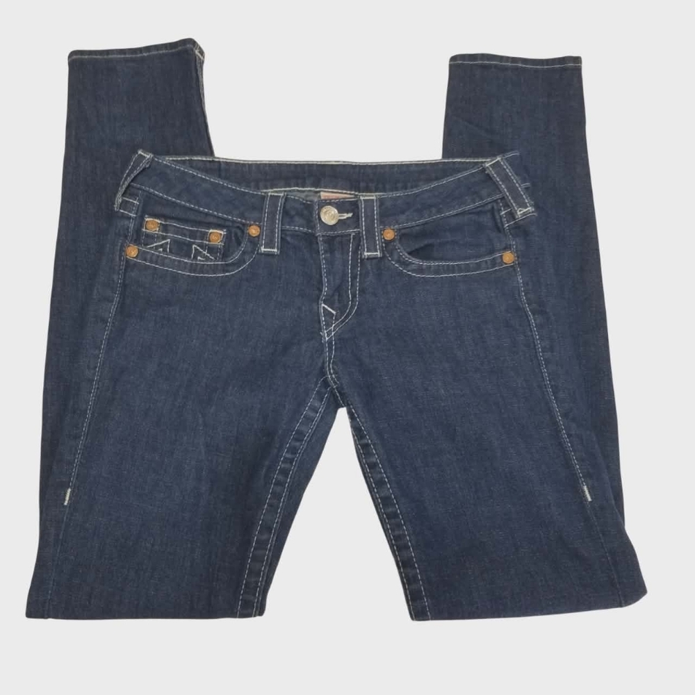 True Religion Women's Skinny Jeans - Dark Blue Size 30